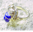 silver lapis scarab ring