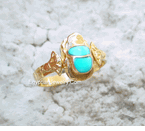 Turquoise Gold Scarab Ring